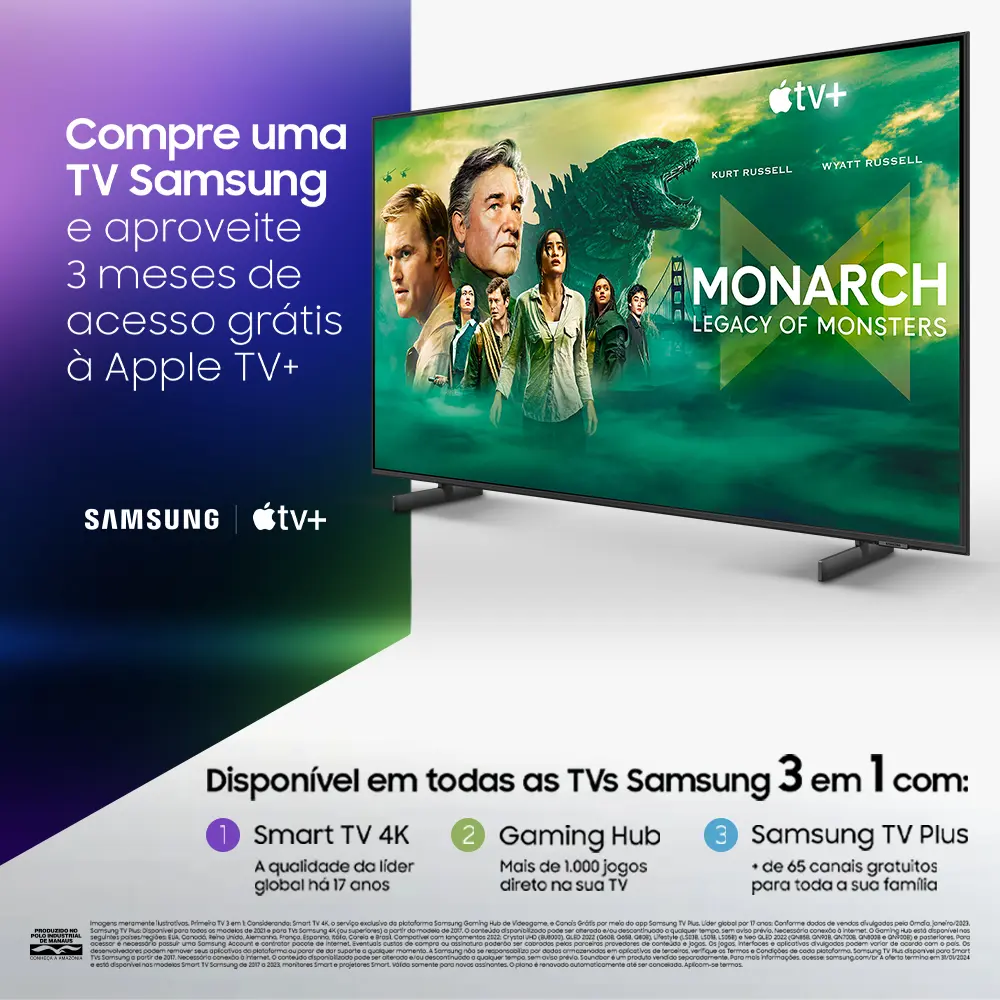 Smart TV Samsung 70” 4K Wi-Fi Crystal UHD Comando de Voz UN70CU7700GXZD